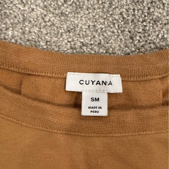 Cuyana French Terry Boatneck Sweatshirt Organic Cotton Camel Brown Size Small - Picture 6 of 10
